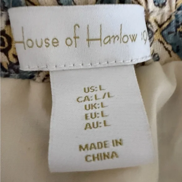 House of Harlow 1960 Floral Cream Maxi Skirt with Blue and Olive Accents - Picture 2 of 5